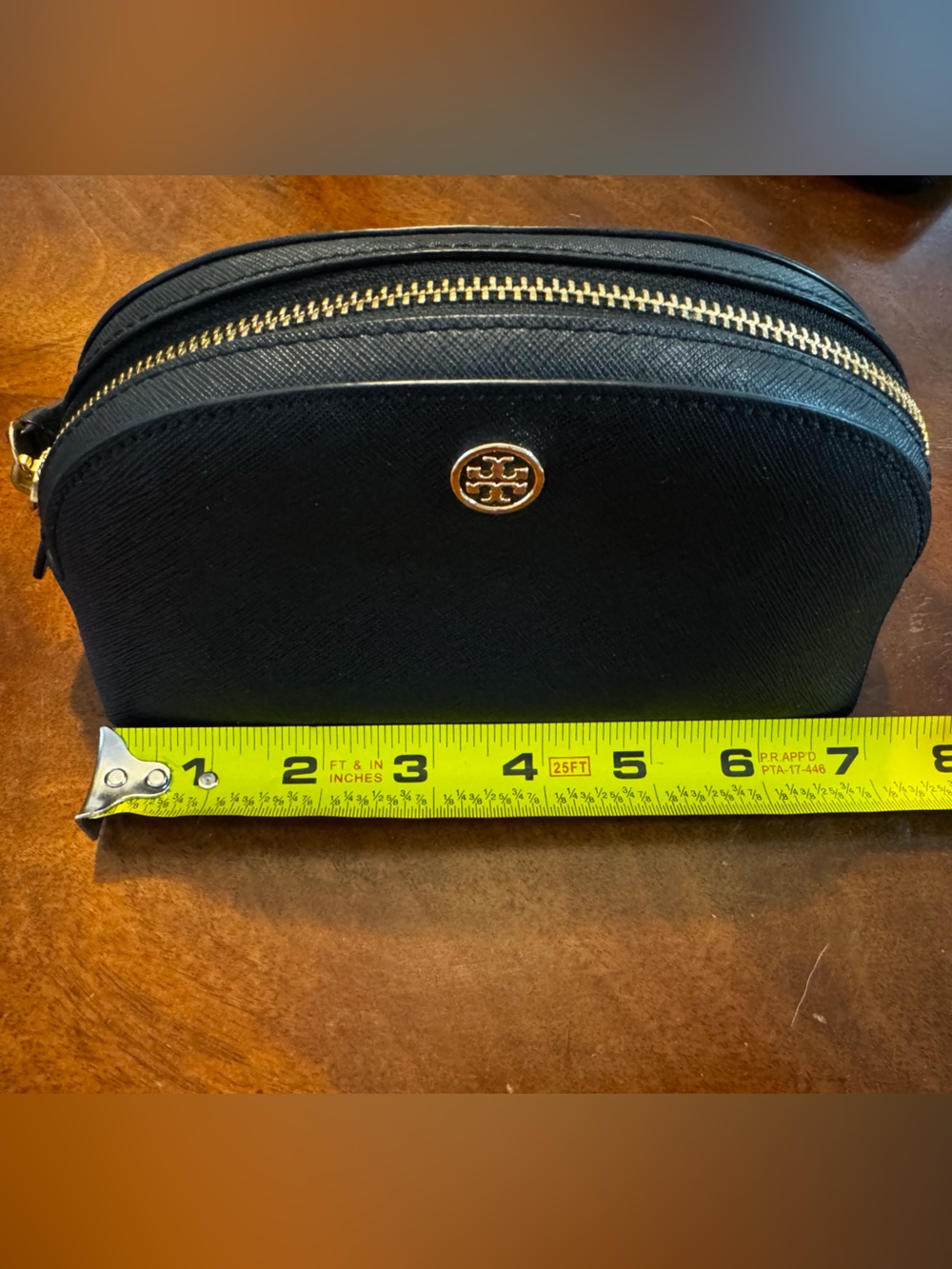 Tory Burch Black Saffiano Leather Cosmetic Pouch / Makeup Bag - Picture 5 of 7